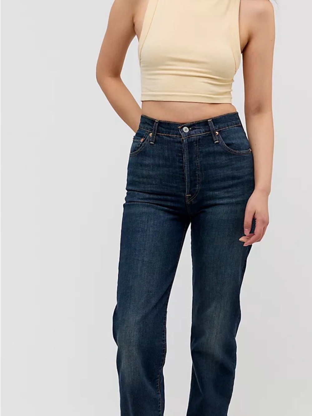 Levi's High-Rise Dark Indigo Straight-Leg Jeans